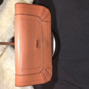 Chloé Peach Leather Clutch Wallet NOW ONLY $125